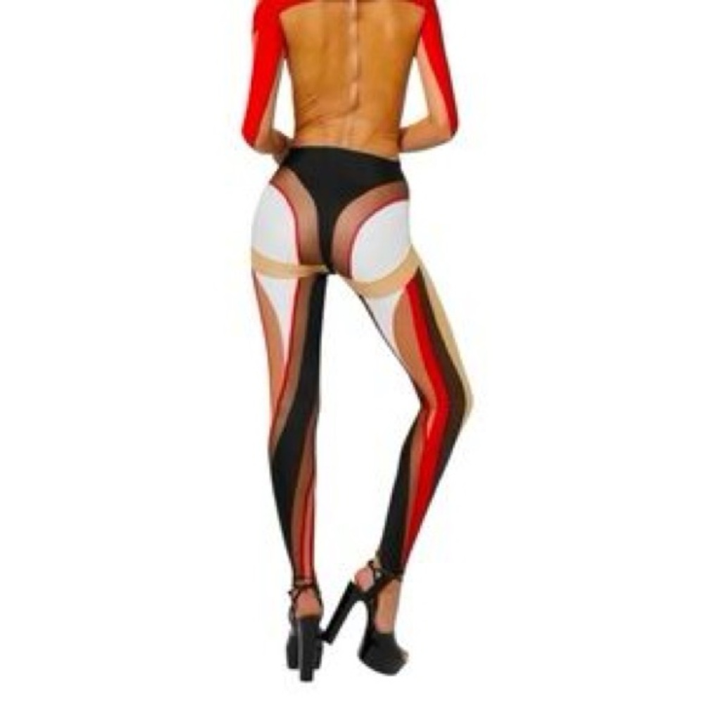 Mugler Sheer Spiral Paneled Leggings